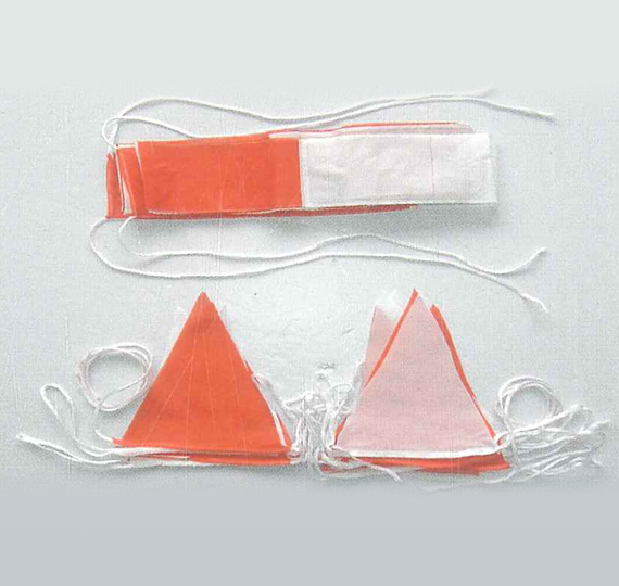 small triangle flag Red and white ribbon